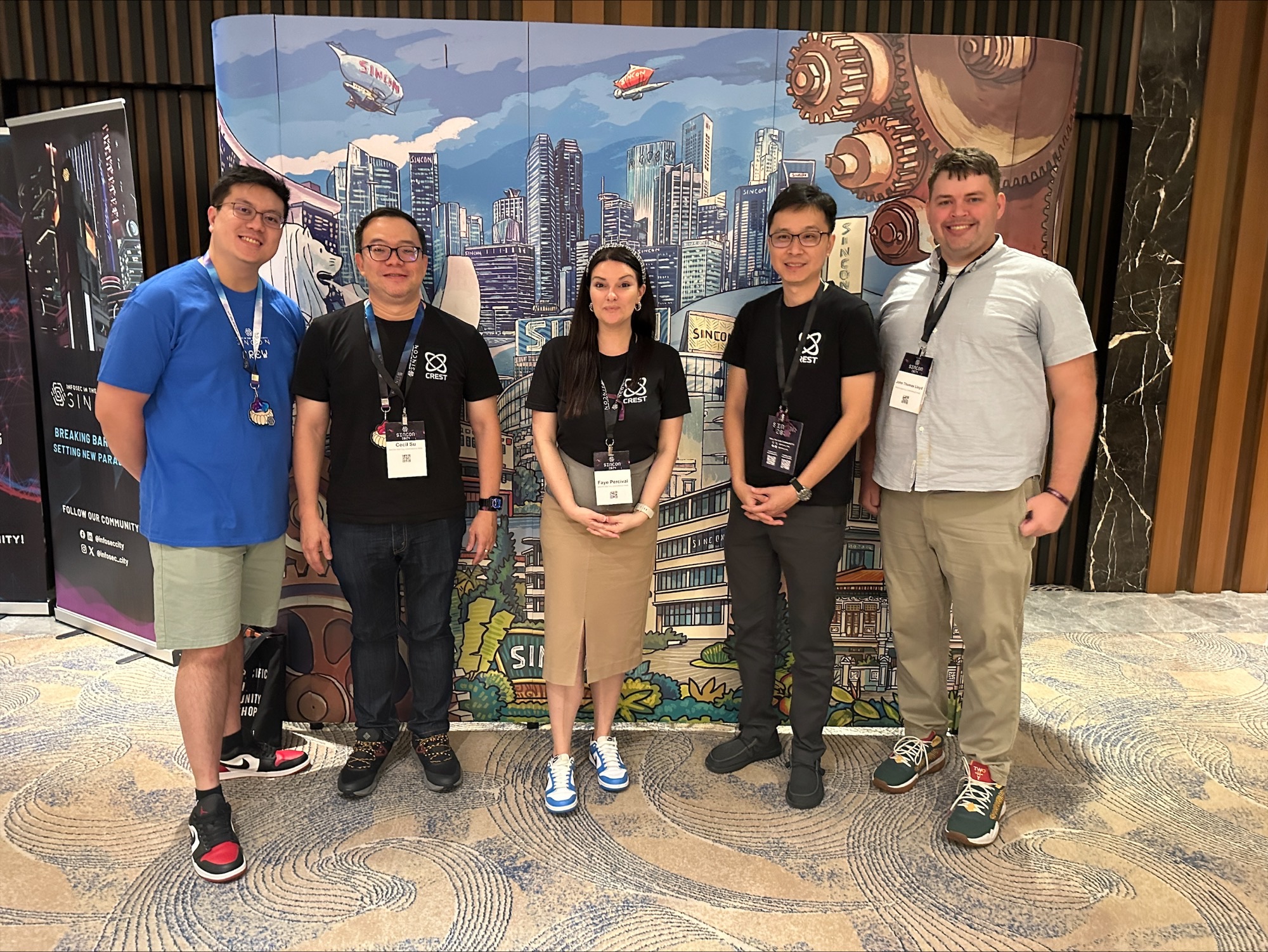 Image shows L to R Emil Tan, Cecil Su, Faye Percival, BK Soon and John Lloyd at Sincon 2024